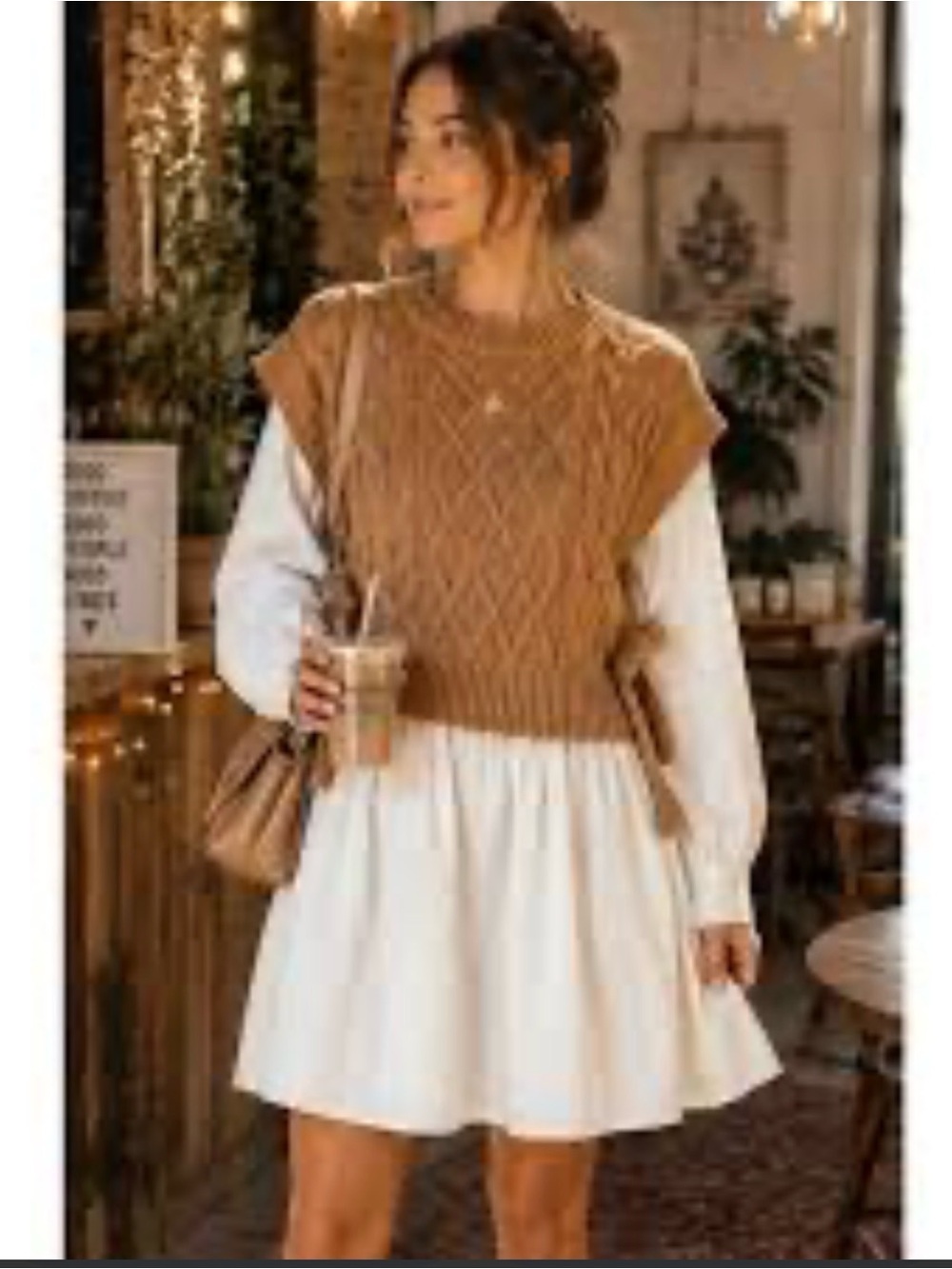 🌟Altar'd State 🌟 Knit Vest Over White Mini Dress